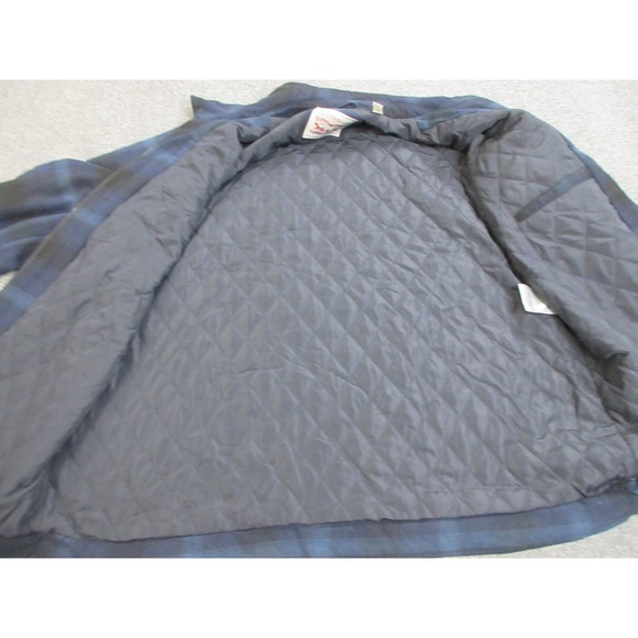 Levis Shirt Jacket‎ Mens 3XL Blue Black Plaid Quilted Lined Flannel Button Front - Picture 14 of 16